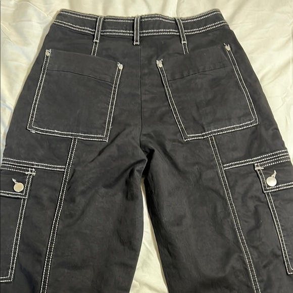 Anthropologie Black Cargo Pants with White Stitching - Picture 9 of 13